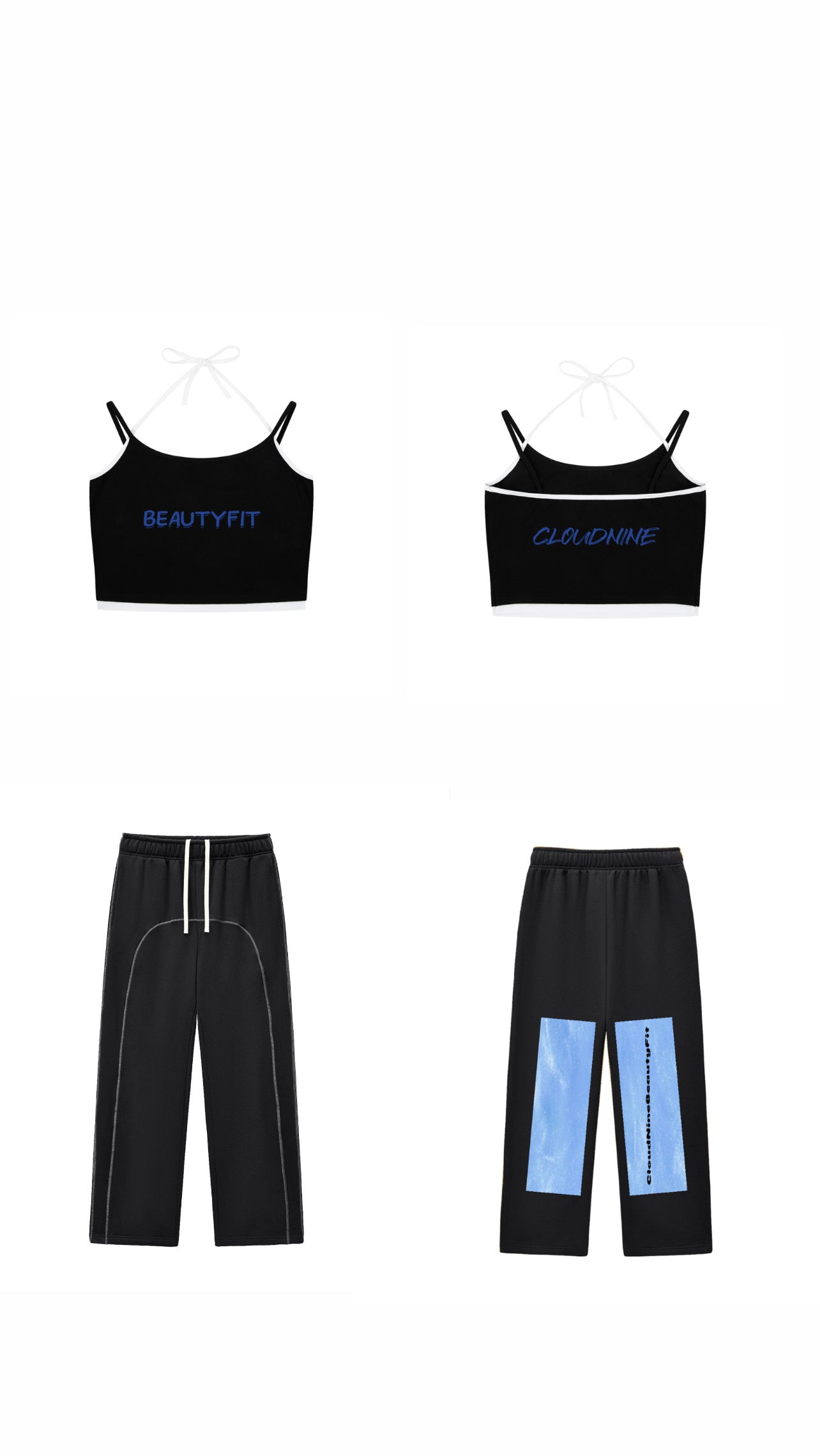 Black Cloud Nine Lounge Set (Halter Top + Fleece