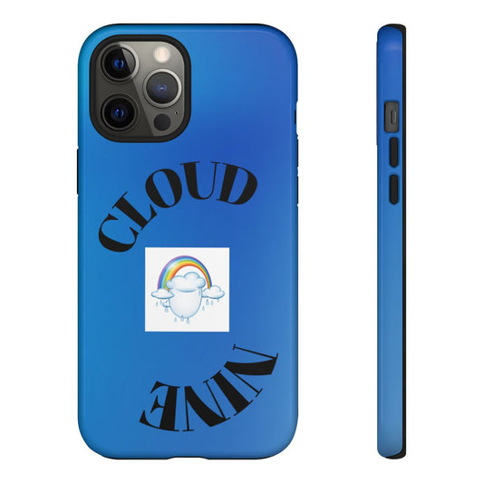 Cloud Nine Phone Case - Vibrant Blue with Rainbow Design