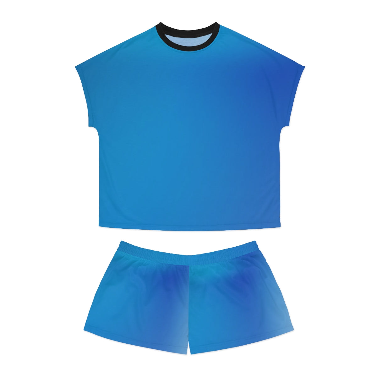 CloudNine Women’s Short Pajama Set – Black/Light Blue
