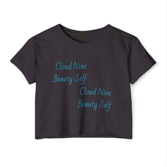 Cloud9 Beauty Self Printed β Black Crop Top