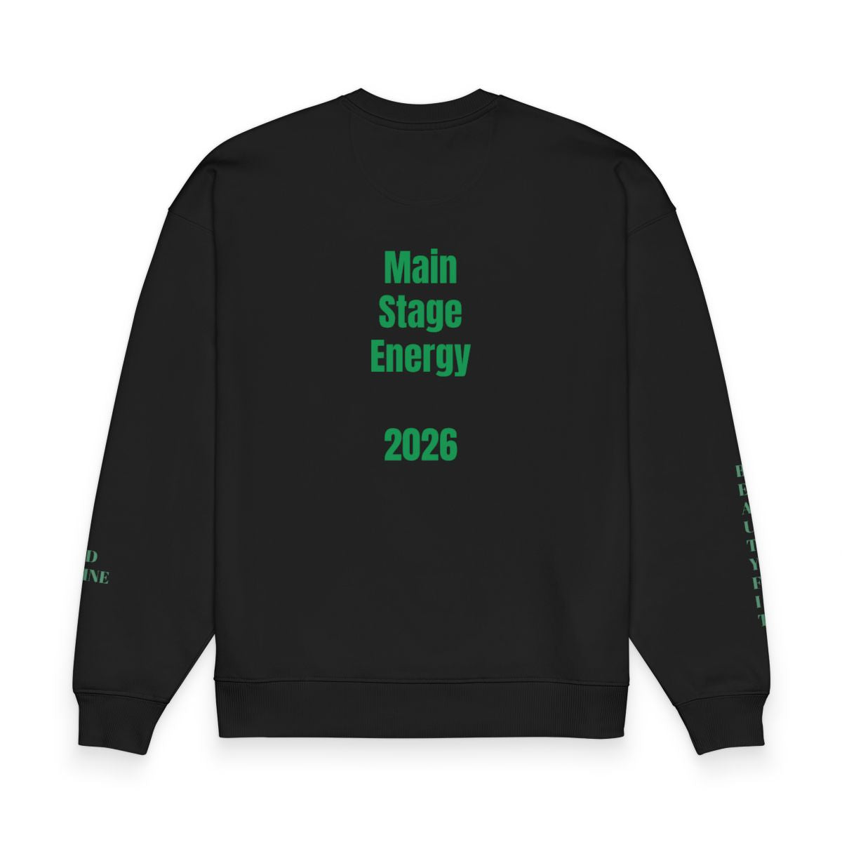Black CloudNineBeautyFit Concert Graphic Sweatshirt — “Night Shows Only” | Main Stage Energy 2026
