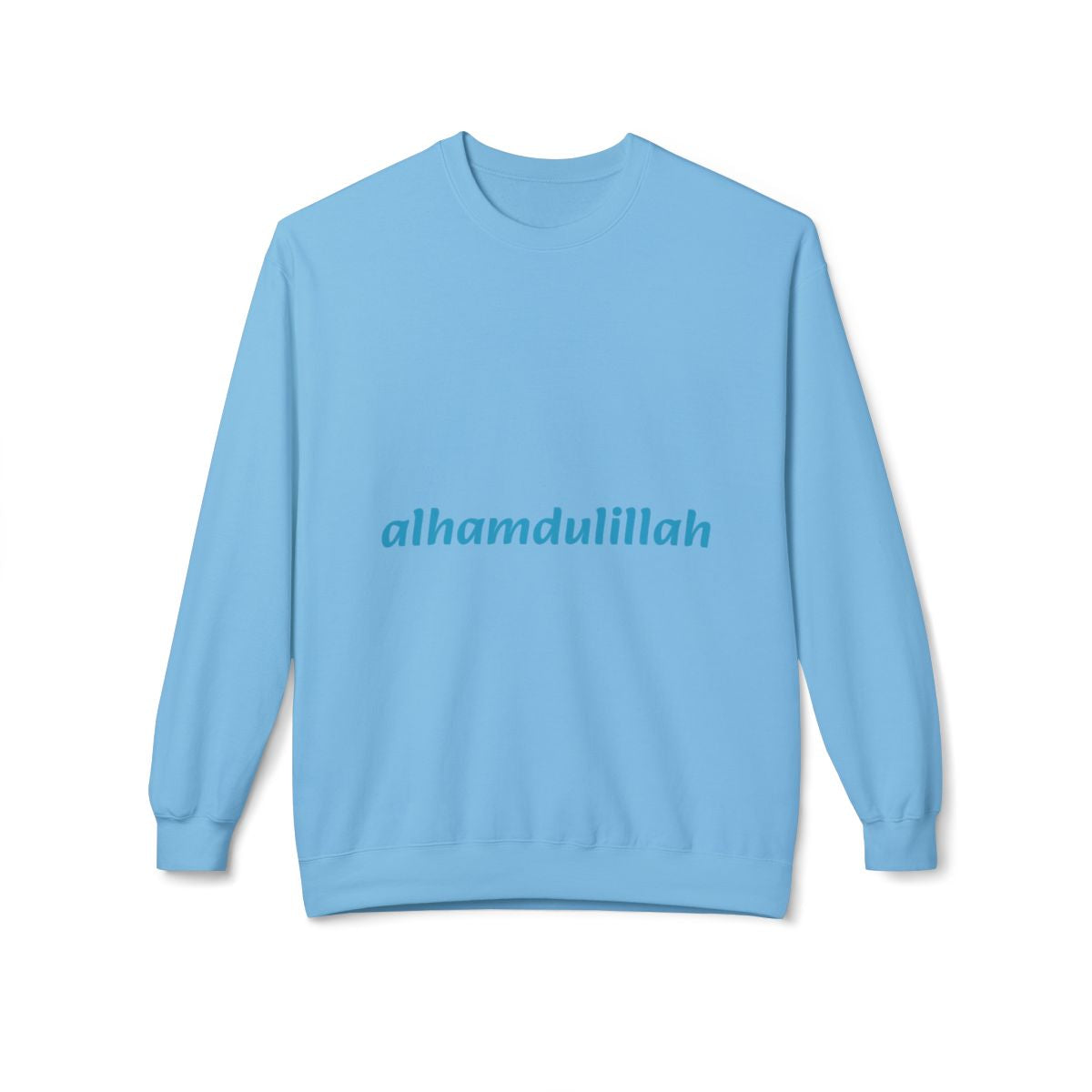 Blue Alhamdulillah Crewneck Sweatshirt Minimal Islamic Gratitude Pullover