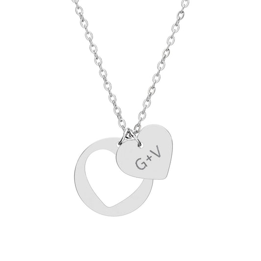 Engravable Heart Cutout Necklace — Personalized Initial Pendant