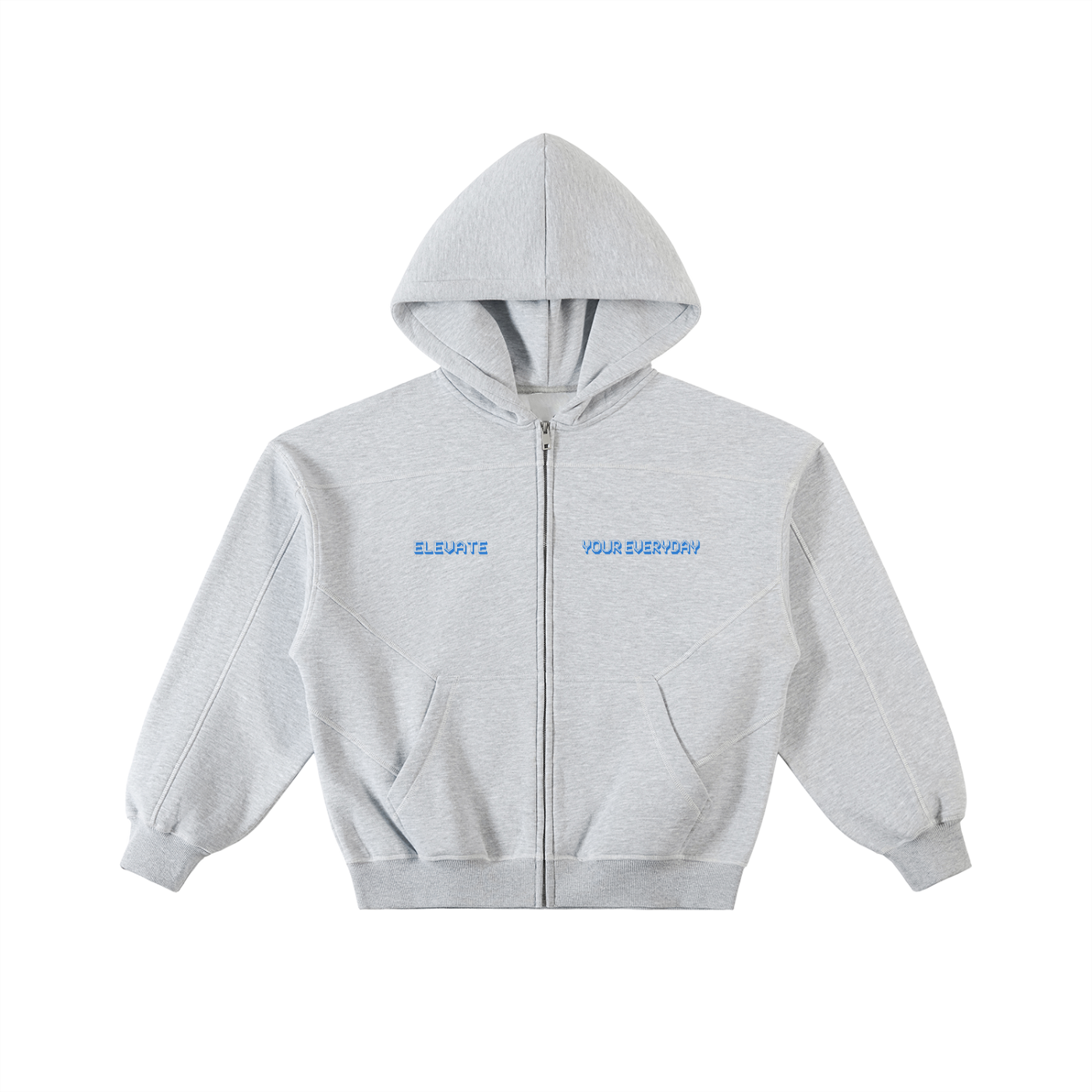 Cloud Nine Gray Boxy Fleece Zip Hoodie