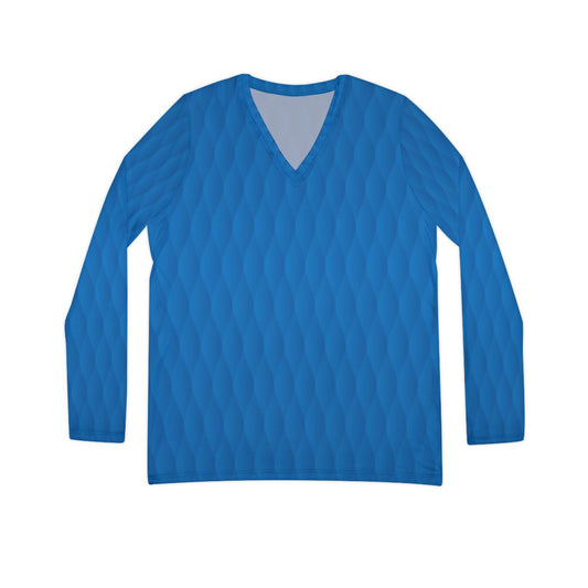 Blue Women's Long Sleeve V-Neck Shirt - Stylish Comfort